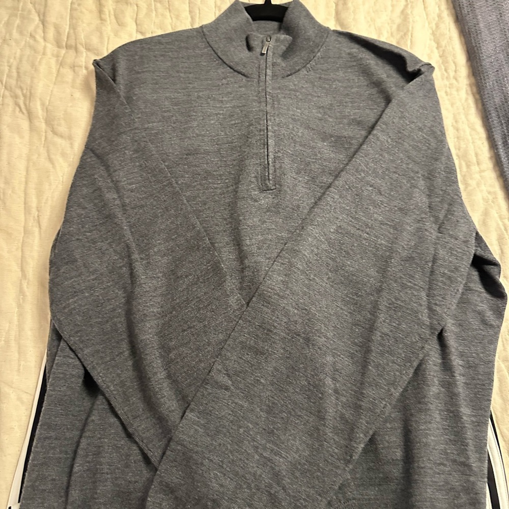 Brooks Brothers Gray Quarter-Zip Merino Wool Sweater